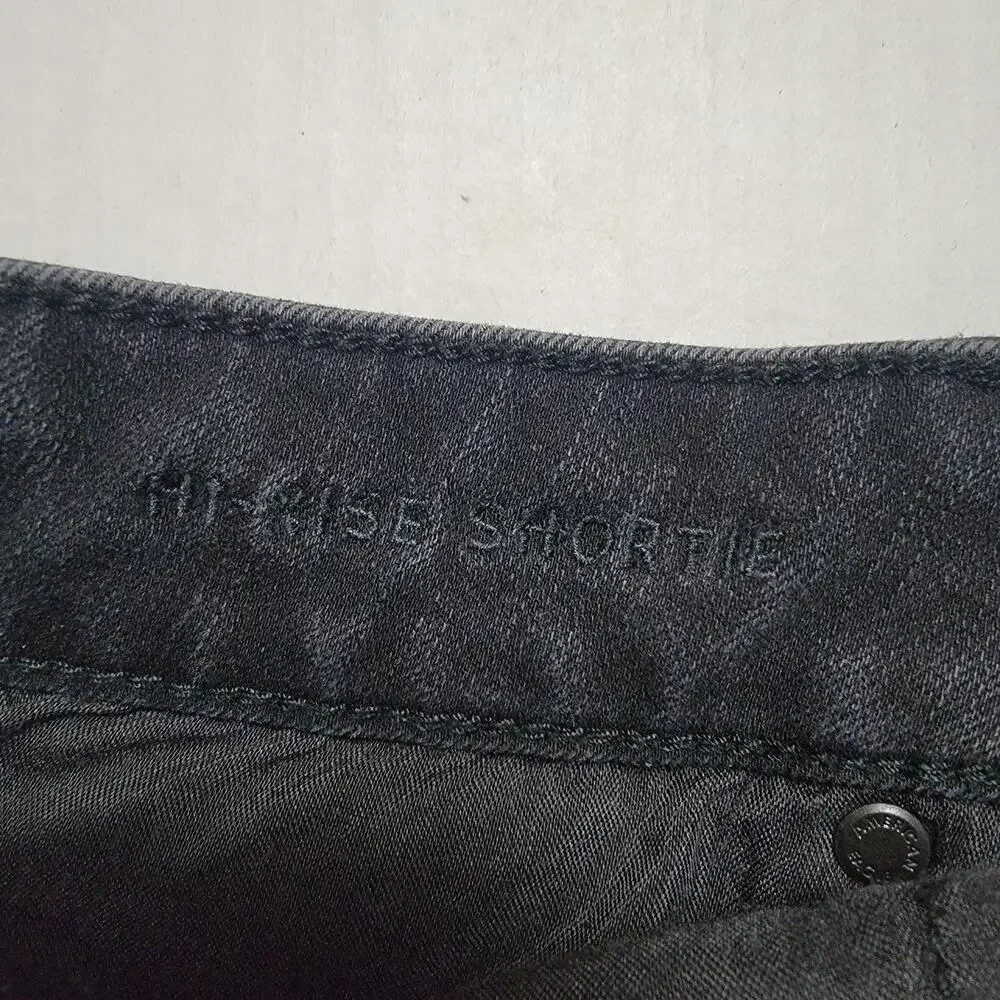 American Eagle Black Embroidered Hi Rise Shorts SZ 10 - Picture 4 of 5